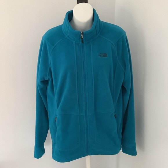 The North Face Women’s Teal Zip-Up Fleece Sz. L - Picture 1 of 7